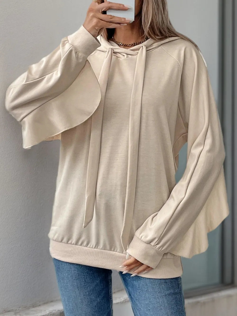 Sports and leisure personalized hooded ruffled