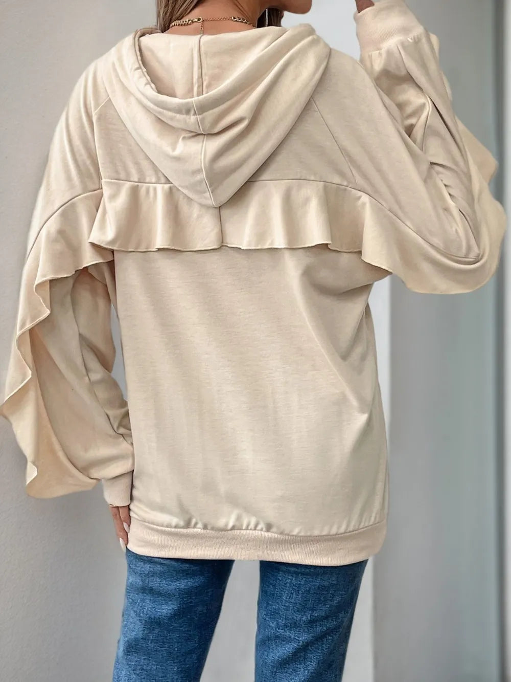Sports and leisure personalized hooded ruffled