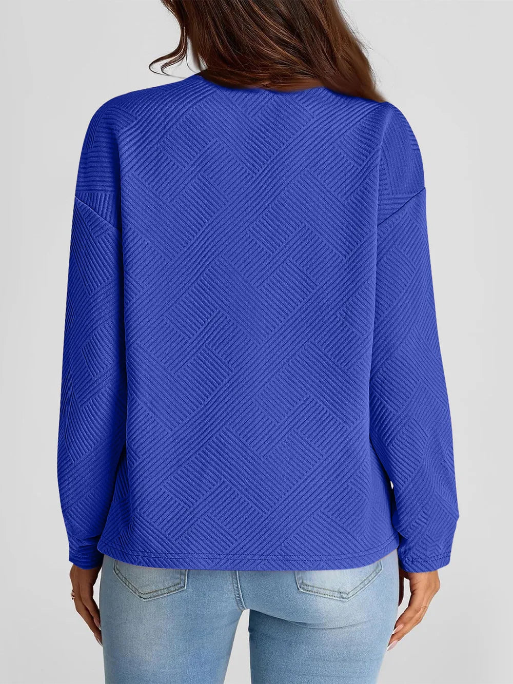 Jacquard long sleeved round neck chest pocket sweatshirt