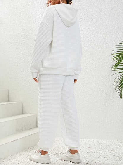 Women's textured plaid hooded zipper hoodie fashionable