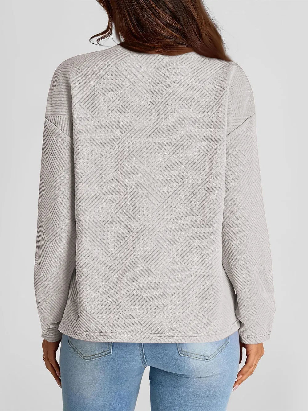 Jacquard long sleeved round neck chest pocket sweatshirt